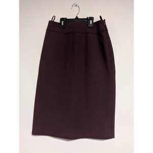 Salvatore Ferragamo Burgundy Wool Blend Raw Edge Pencil Skirt Made in Italy 40